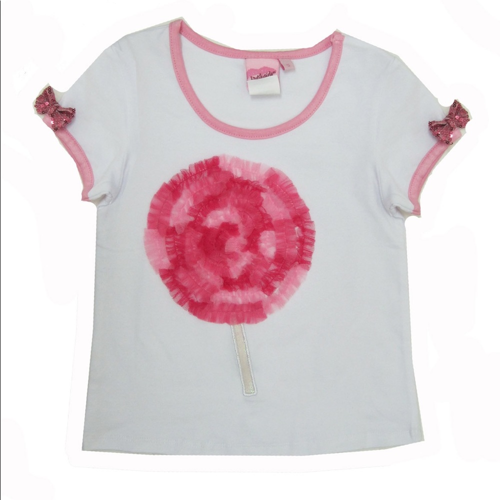 Lipstik Girls White Pink Lollipop Short Sleeve Tee
